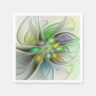 Farbige Fantasy-Blumen-Moderne-Abstrakte-Fraktal Serviette