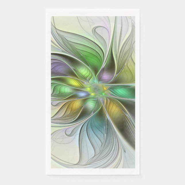 Farbige Fantasy-Blumen-Moderne-Abstrakte-Fraktal Serviette (Vorderseite)