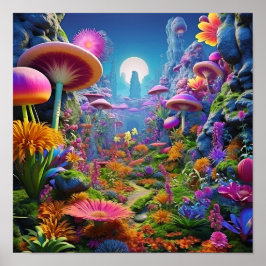 Farbige Fantasy-Landschaft Poster