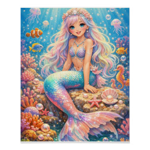 Farbige Fantasy-Meeresjungfrau-Wandkunst Poster