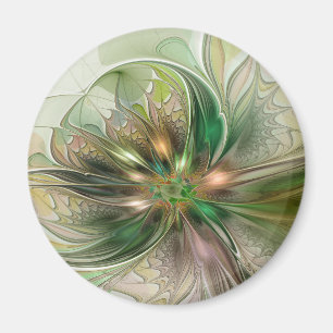 Farbige Fantasy Moderne Abstrakte Fraktal-Blume Magnet