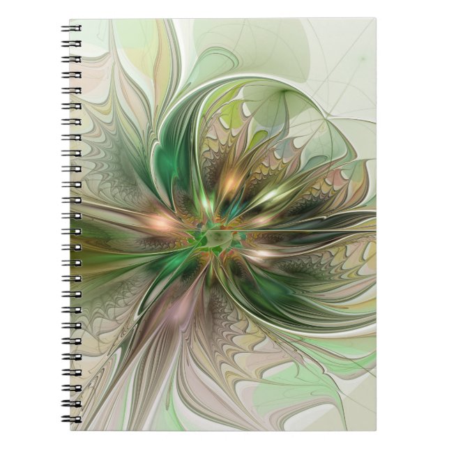 Farbige Fantasy Moderne Abstrakte Fraktal-Blume Notizblock (Vorderseite)