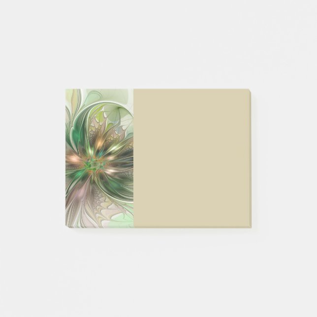 Farbige Fantasy Moderne Abstrakte Fraktal-Blume Post-it Klebezettel (Vorderseite)