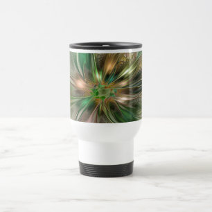 Farbige Fantasy Moderne Abstrakte Fraktale Blume Reisebecher