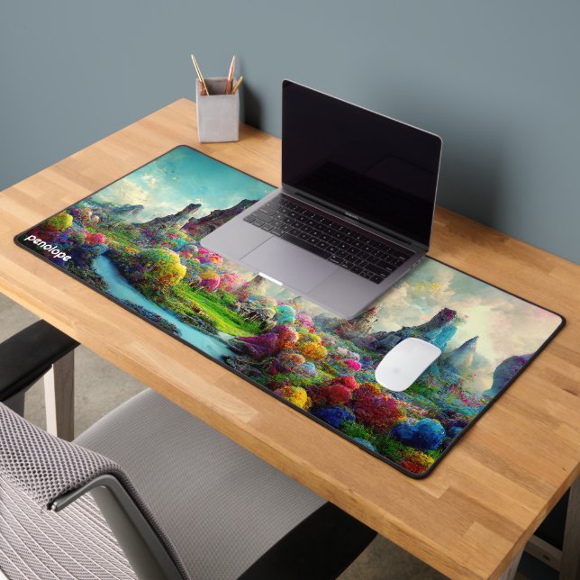 Farbige Fantasy-Panorama-Landschaft Monogramm Schreibtischunterlage (Büro 2)