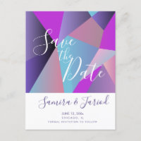 Farbige Farbblockade Lila Save the Date Postkarte