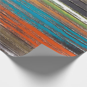 farbige Farbe auf rustikalem Holz Geschenkpapier