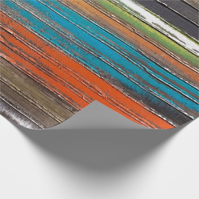farbige Farbe auf rustikalem Holz Geschenkpapier (Ecke)