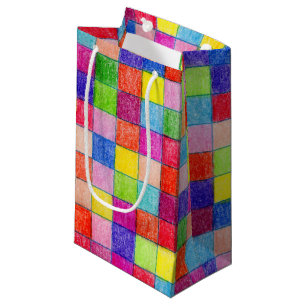 Farbige Farbe im Muster der Grafik Kleine Geschenktüte