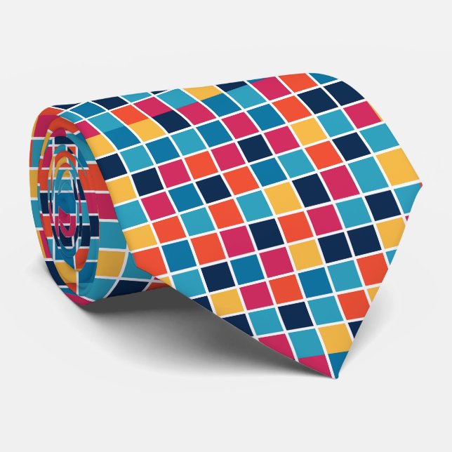 Farbige Farben in den Graph Paper Squares Krawatte (Gerollt)