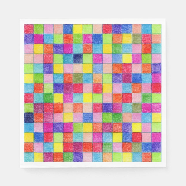 Farbige Farben in den Graph Paper Squares Serviette (Vorderseite)