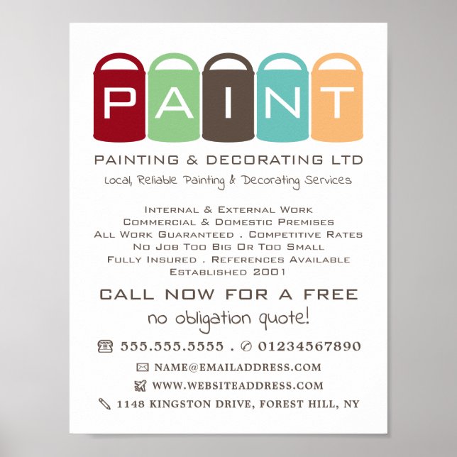 Farbige Farbknöpfe, Maler und Dekorator Poster (Vorne)