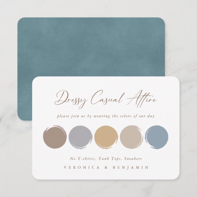Farbige Farbpalette Blau, Grau, Beige RSVP Karte (Vorne/Hinten)