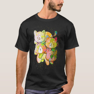 Farbige Farbspritzer Süße Katze Gestapelte Katze T-Shirt