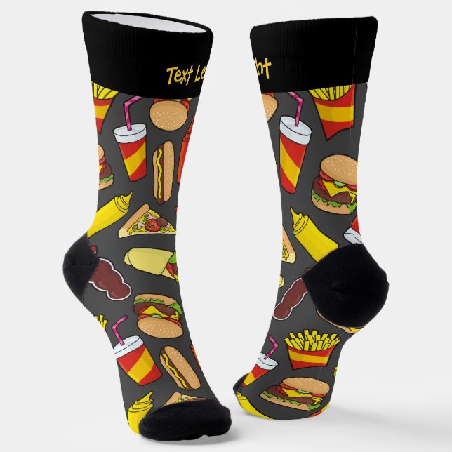 Farbige Fast Food Icons Mustersocken Socken (Gewinkelt)