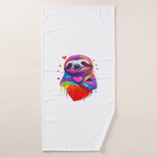 Farbige Faultier T-Shirt - Regenbogen Faultier Her Badehandtuch