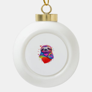 Farbige Faultier T-Shirt - Regenbogen Faultier Her Keramik Kugel-Ornament