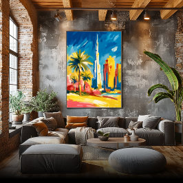 Farbige fauvistische Dubai-Skyline-Wandkunst Poster