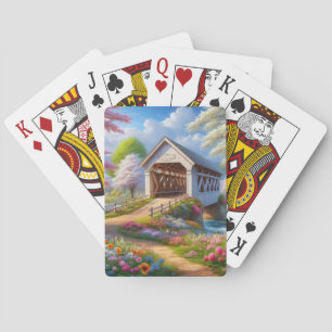 Farbige Feder/blumenüberdachte Brücke & Fluss Spielkarten
