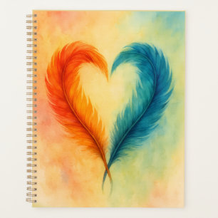 Farbige Feder-Herz-Aquarell-Kunst Planer