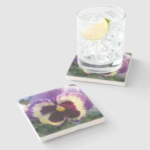 farbige Feder Pansy Steinuntersetzer