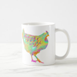 Farbige Federn Hühner Niedliche Farm Tierart Kaffeetasse