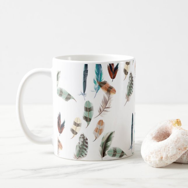 Farbige Federn Kaffeetasse (Mit Donut)
