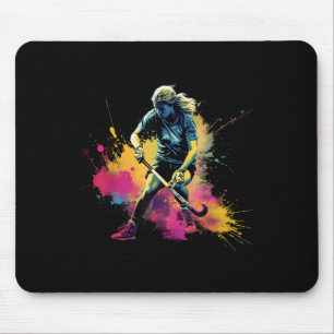 Farbige Feldhockeyspielerin Mädchen Auf Frauenfeld Mousepad