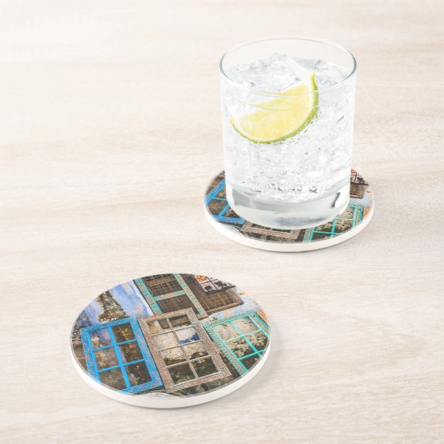 Farbige Fensterrahmen Getränkeuntersetzer (Seite)