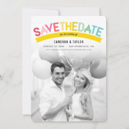 Farbige Fett Text Modernes Summer Rainbow Foto Save The Date