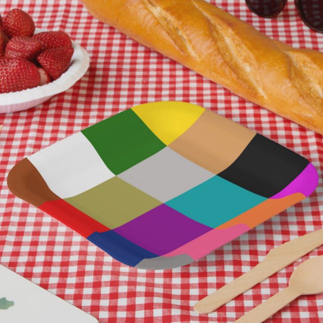 Farbige Fette Farbblöcke Musterdesign  Pappteller (Von Creator hochgeladen)
