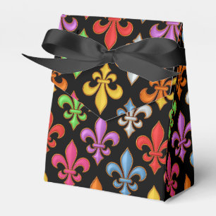 Farbige Fette Fleur-de-lis-Blumen Schwarz Geschenkschachtel