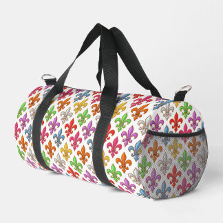 Farbige Fette Fleur-de-lis-Blumen Weiß Duffle Bag