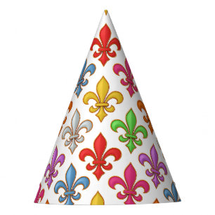 Farbige Fette Fleur-de-lis-Blumen Weiß Partyhütchen