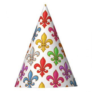 Farbige Fette Fleur-de-lis-Blumen Weiß Partyhütchen