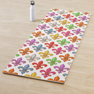 Farbige Fette Fleur-de-lis-Blumen Weiß Yogamatte
