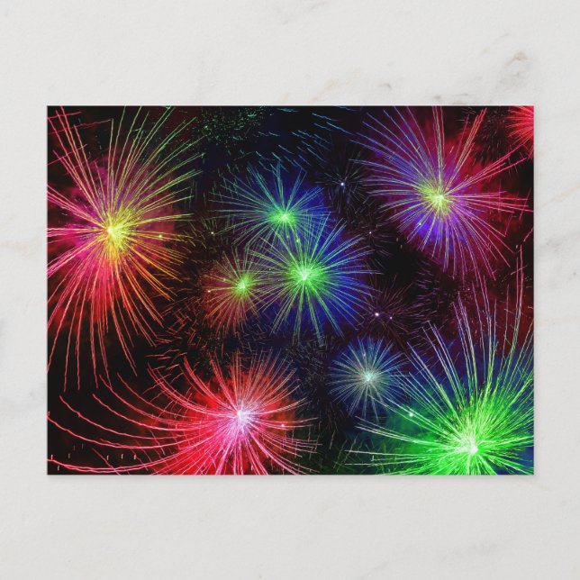 Farbige Feuerwerk-Illustration Postkarte (Vorderseite)