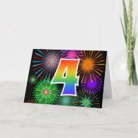 Farbige Feuerwerke + Regenbogenmuster "4" Ereignis