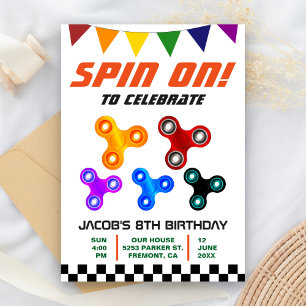 Farbige Fidget Spinner Kindergeburtstagseinladung Einladung
