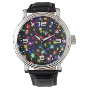 Farbige Fireworks-Sterne-Design Armbanduhr