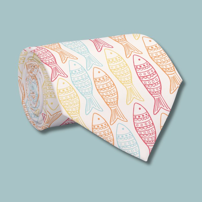 Farbige Fische Krawatte (Coastal Catch fish pattern tie)
