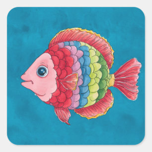Farbige Fische Quadratischer Aufkleber
