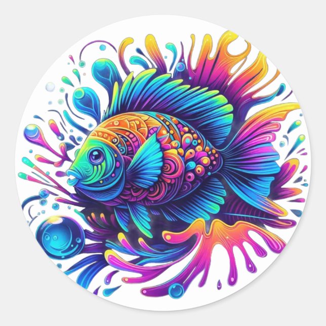 Farbige Fische Runder Aufkleber (Vorderseite)