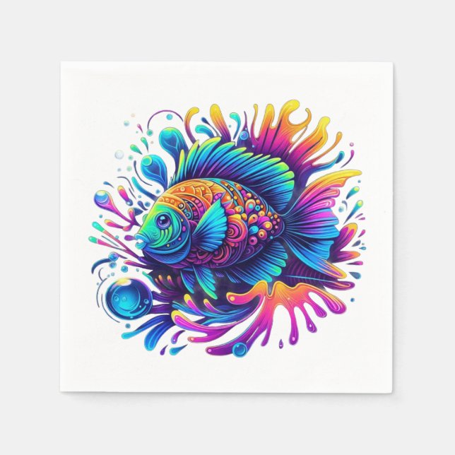 Farbige Fische Serviette (Vorderseite)