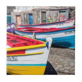 Farbige Fischerboote, Kap Verde Fliese