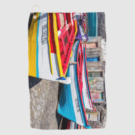 Farbige Fischerboote, Kap Verde Golfhandtuch