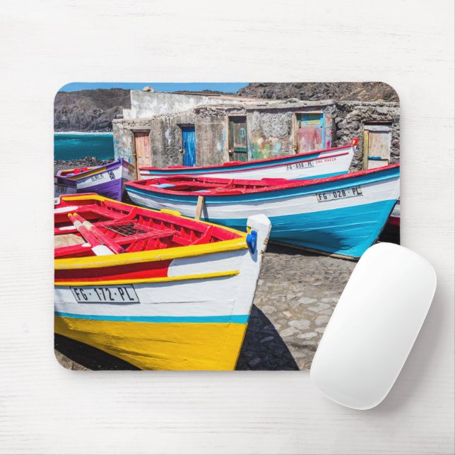 Farbige Fischerboote, Kap Verde Mousepad (Mit Mouse)
