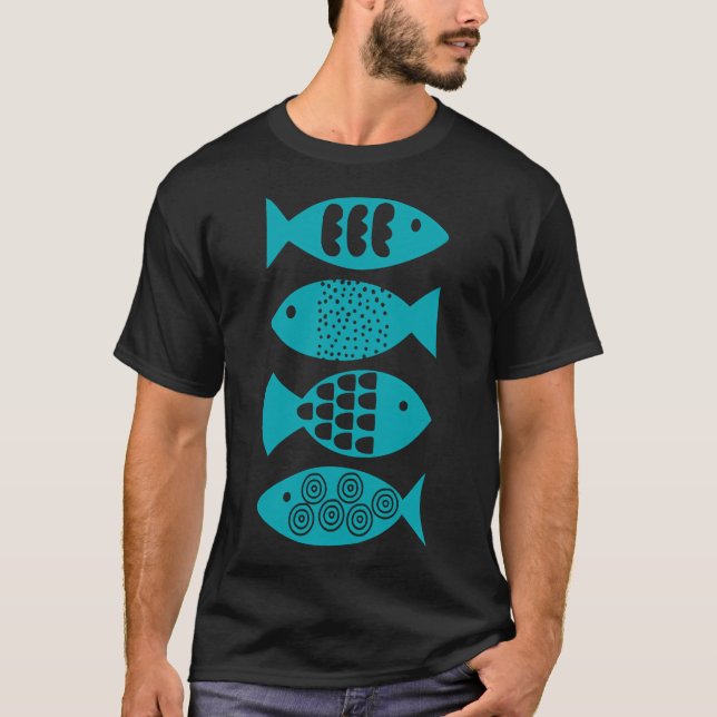 Farbige Fischsammlung â€“ Verschiedene Fischillust T-Shirt (Vorderseite)