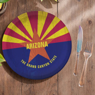 Farbige Flagge Arizonas Der Staat des Grand Canyon Pappteller