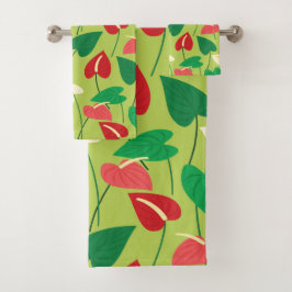 Farbige Flamingo-Blume Muster Badetuch Set